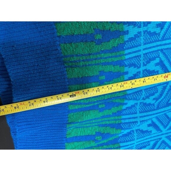 VTG Liz Claiborne Women’s Sweater Sz M Chunky Knit Blue GREEN GEOMETRIC - Picture 12 of 13